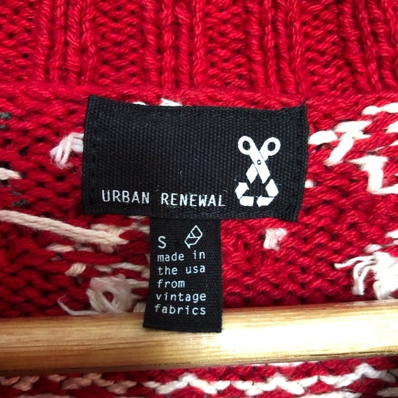 Vintage Cottagecore Red Chunky Knit Festive Snowflake Turtleneck Sweater Small - Picture 10 of 12